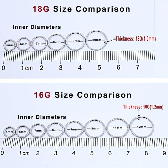 Elegant 316L Surgical Steel Nose & Cartilage Hoops with Clear CZ Stones - Picture 3 of 6